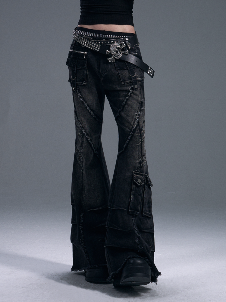 Punk Street Heavy Washed Bootcut Jeans【s0000011882】