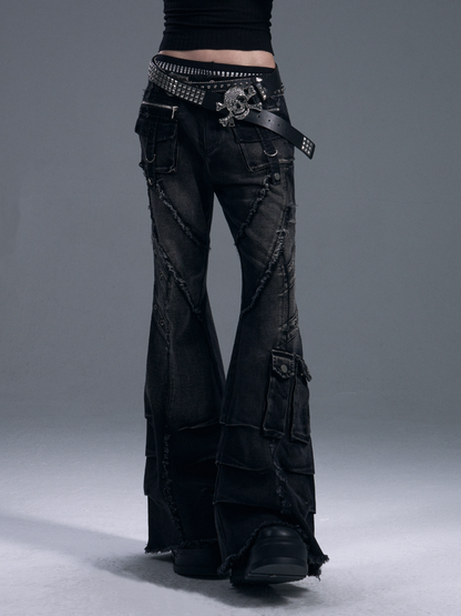 Punk Street Heavy Washed Bootcut Jeans【s0000011882】