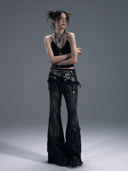 Punk Street Heavy Washed Bootcut Jeans【s0000011882】