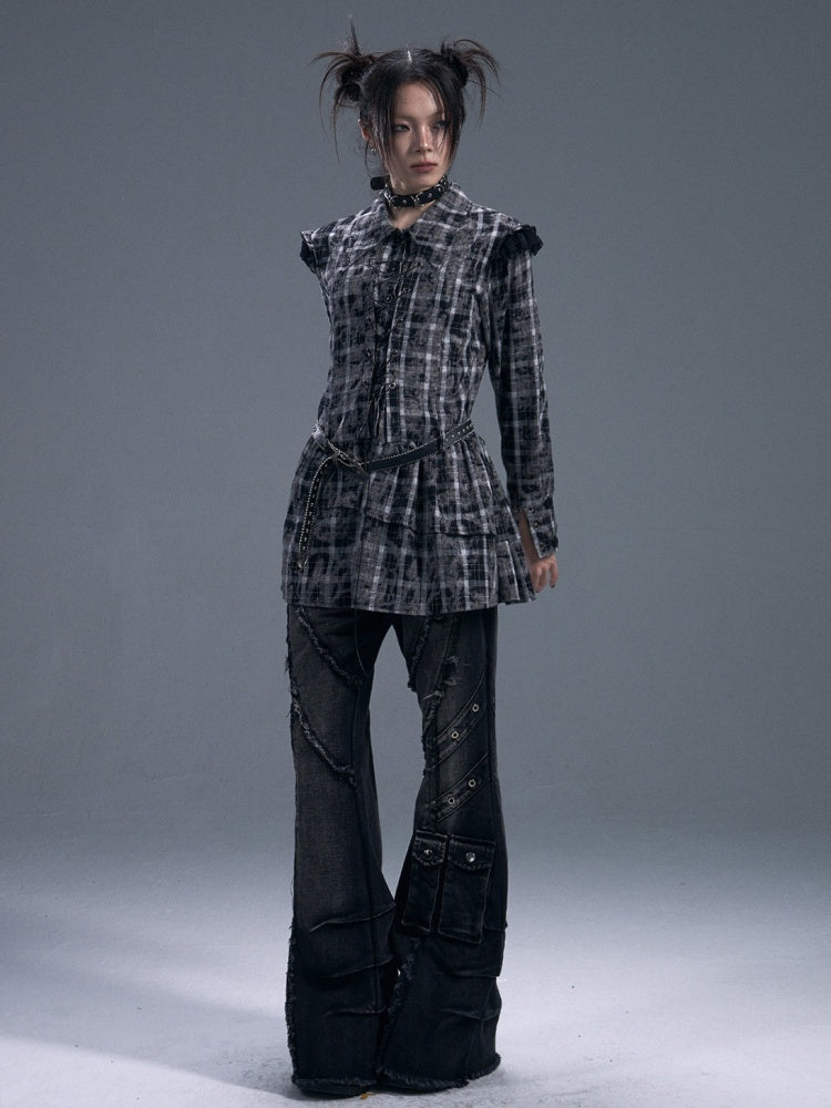 Punk Street Heavy Washed Bootcut Jeans【s0000011882】