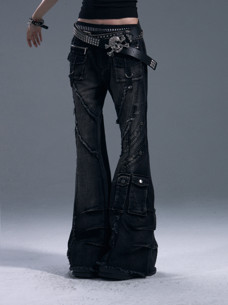 Punk Street Heavy Washed Bootcut Jeans【s0000011882】