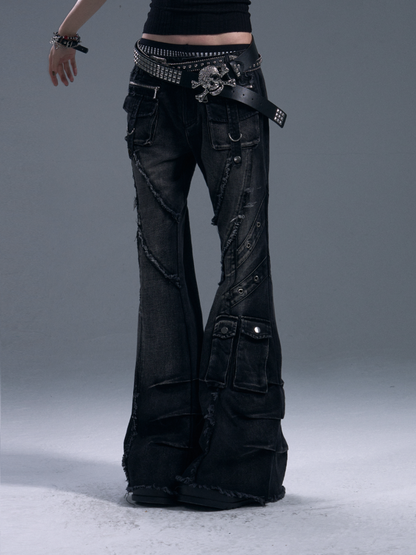 Punk Street Heavy Washed Bootcut Jeans【s0000011882】