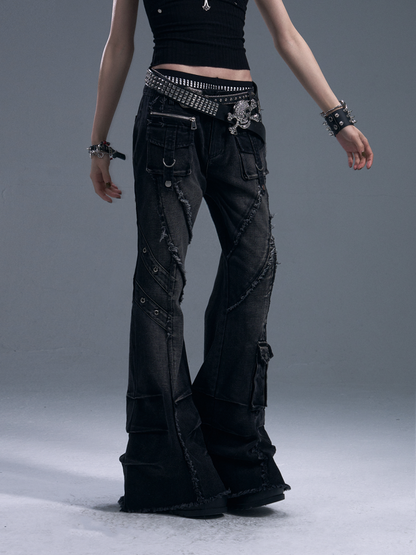 Punk Street Heavy Washed Bootcut Jeans【s0000011882】