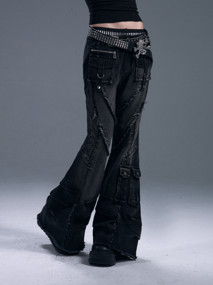 Punk Street Heavy Washed Bootcut Jeans【s0000011882】