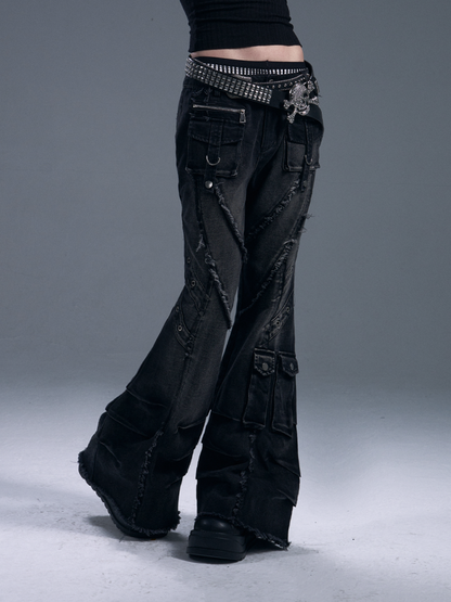 Punk Street Heavy Washed Bootcut Jeans【s0000011882】