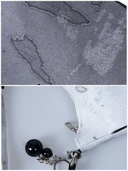 2way Pom-Pom Half-Moon Mini Shoulder Crossbody Bag【s0000012115】
