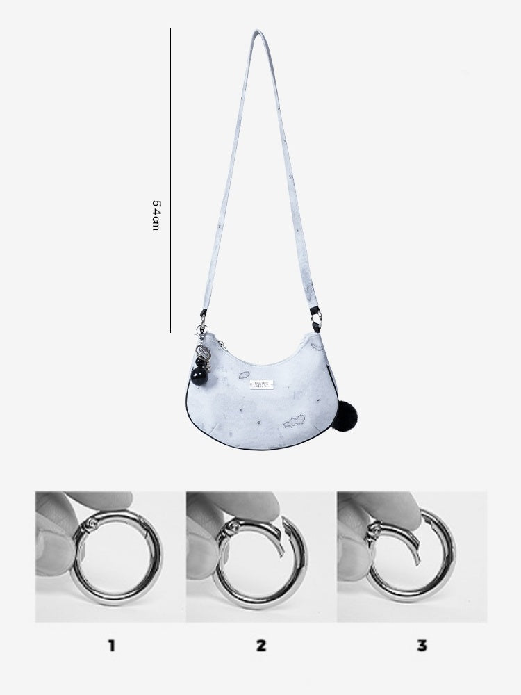 2way Pom-Pom Half-Moon Mini Shoulder Crossbody Bag【s0000012115】