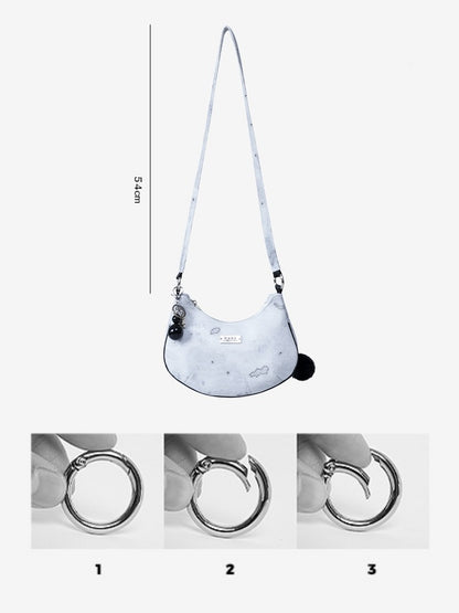 2way Pom-Pom Half-Moon Mini Shoulder Crossbody Bag【s0000012115】