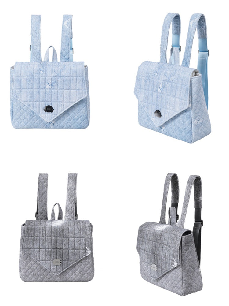 Flap Square Denim Quilted Mini Backpack【s0000012116】