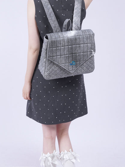 Flap Square Denim Quilted Mini Backpack【s0000012116】
