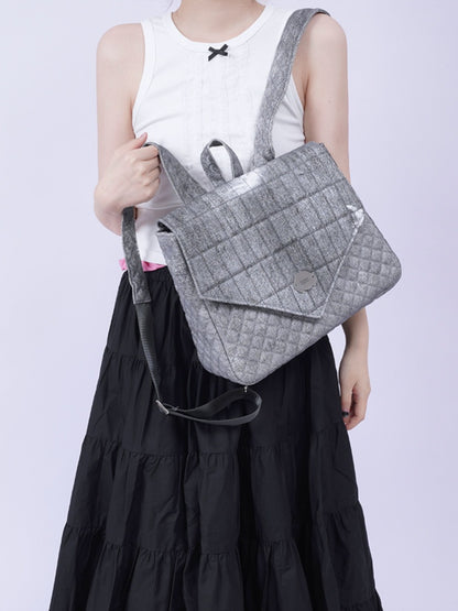 Flap Square Denim Quilted Mini Backpack【s0000012116】