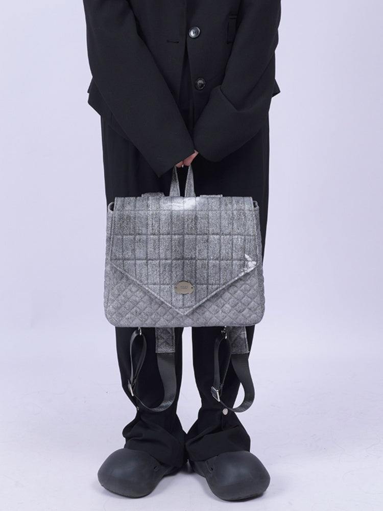 Flap Square Denim Quilted Mini Backpack【s0000012116】