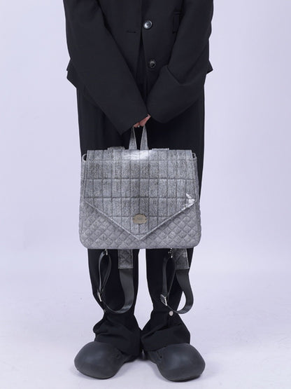 Flap Square Denim Quilted Mini Backpack【s0000012116】