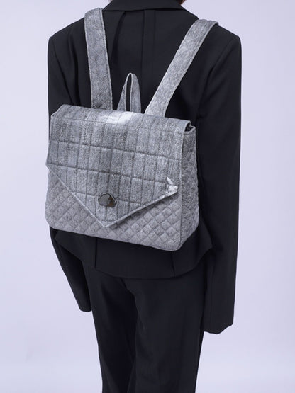 Flap Square Denim Quilted Mini Backpack【s0000012116】