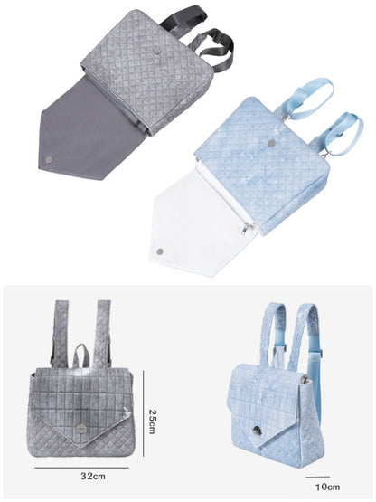 Flap Square Denim Quilted Mini Backpack【s0000012116】