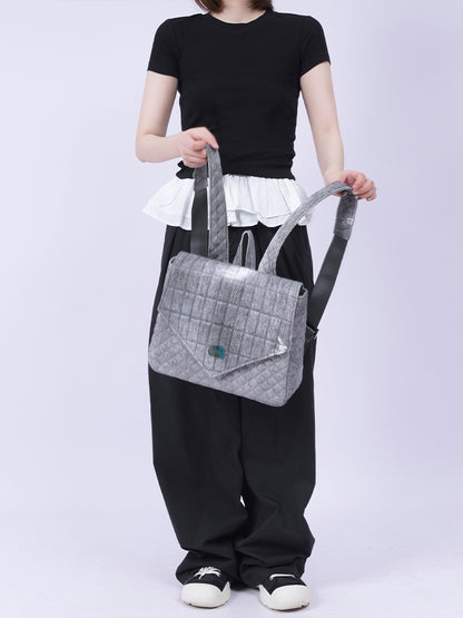Flap Square Denim Quilted Mini Backpack【s0000012116】