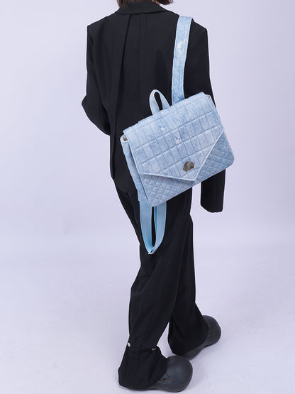 Flap Square Denim Quilted Mini Backpack【s0000012116】