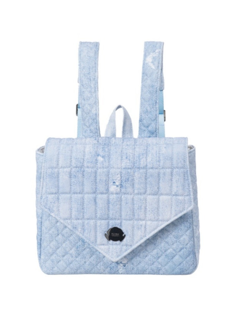 Flap Square Denim Quilted Mini Backpack【s0000012116】