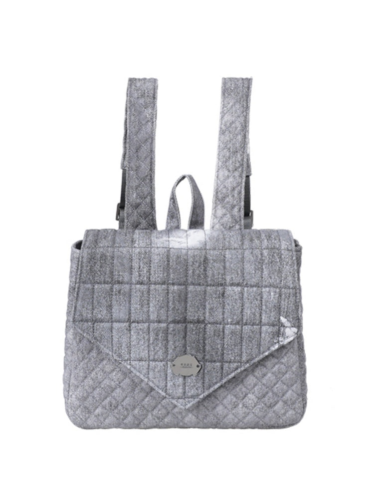 Flap Square Denim Quilted Mini Backpack【s0000012116】