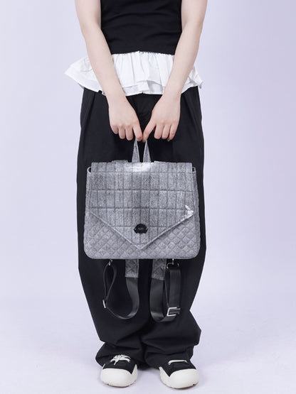 Flap Square Denim Quilted Mini Backpack【s0000012116】