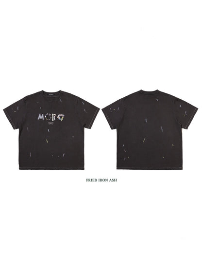Playful Panels Colourful Splashed Ink Crew Neck Short Sleeved T-Shirt【s0000012714】