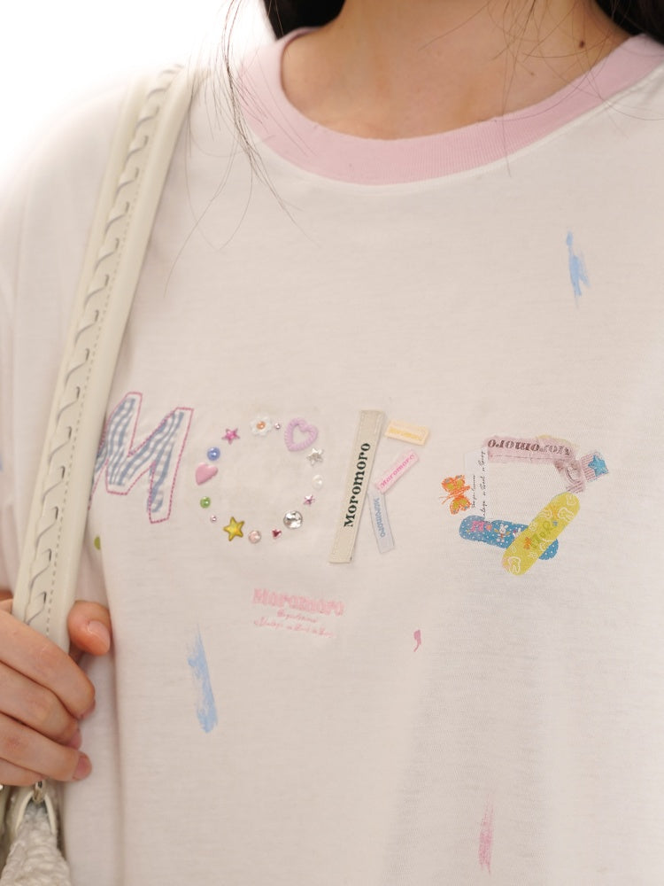 Playful Panels Colourful Splashed Ink Crew Neck Short Sleeved T-Shirt【s0000012714】