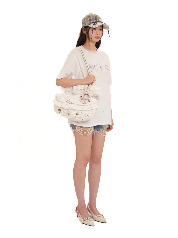 Playful Panels Colourful Splashed Ink Crew Neck Short Sleeved T-Shirt【s0000012714】