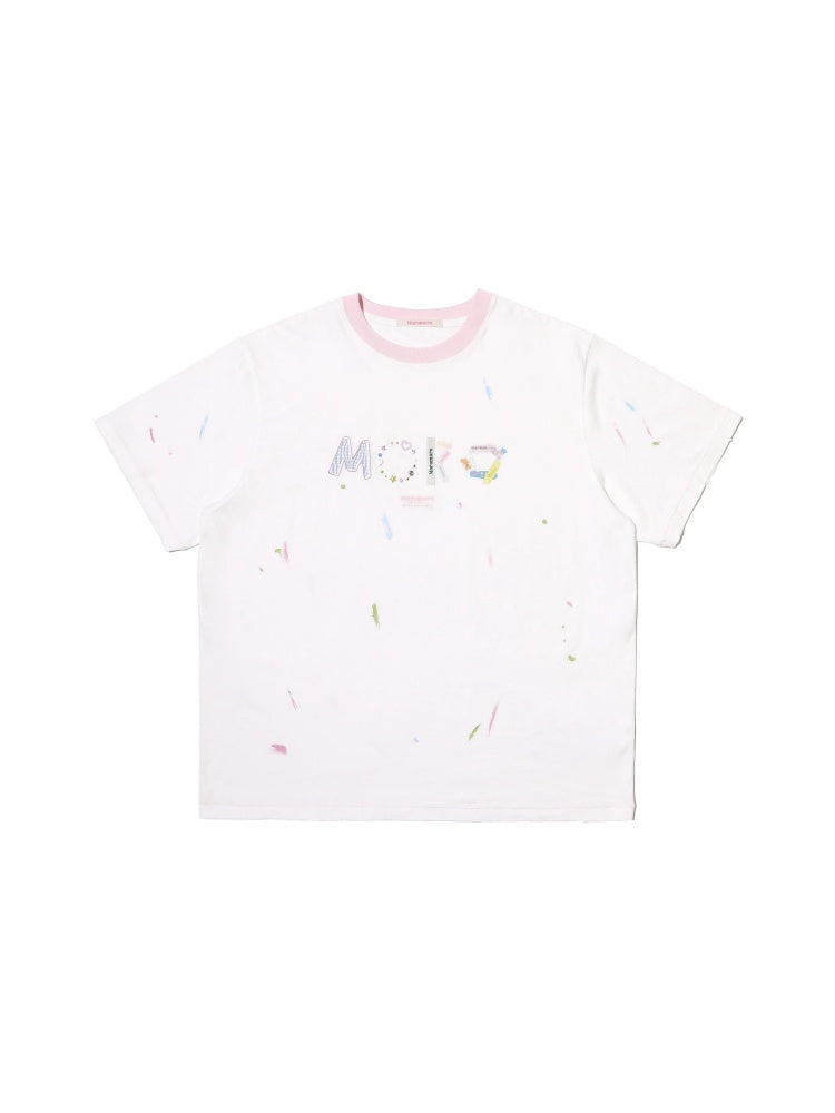 Playful Panels Colourful Splashed Ink Crew Neck Short Sleeved T-Shirt【s0000012714】