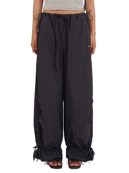 Outdoor Waistband Adjustable Ribbon Hem Shirred Casual Pants【s0000012719】