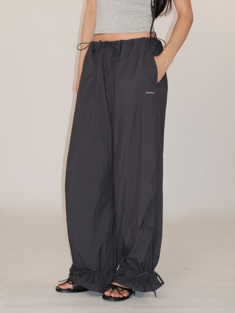 Outdoor Waistband Adjustable Ribbon Hem Shirred Casual Pants【s0000012719】