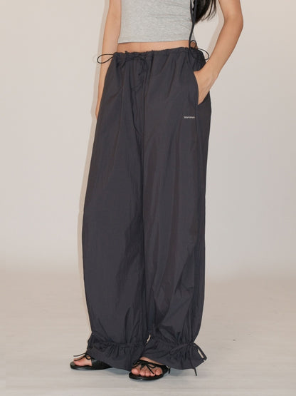 Outdoor Waistband Adjustable Ribbon Hem Shirred Casual Pants【s0000012719】