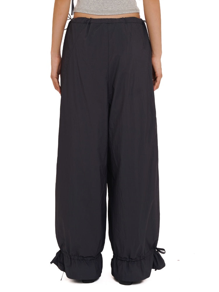 Outdoor Waistband Adjustable Ribbon Hem Shirred Casual Pants【s0000012719】
