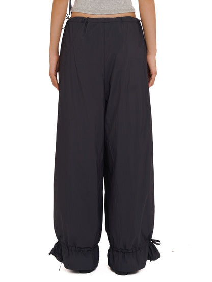 Outdoor Waistband Adjustable Ribbon Hem Shirred Casual Pants【s0000012719】