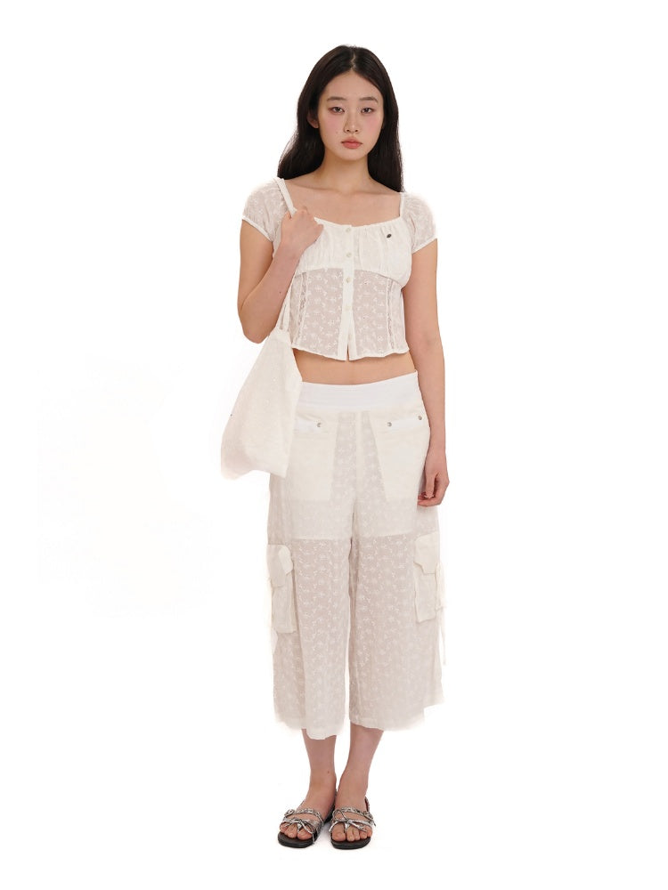 Cotton Jacquard Texture Cool Breathable Waistband Lace Pants【s0000012721】