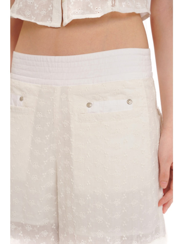 Cotton Jacquard Texture Cool Breathable Waistband Lace Pants【s0000012721】