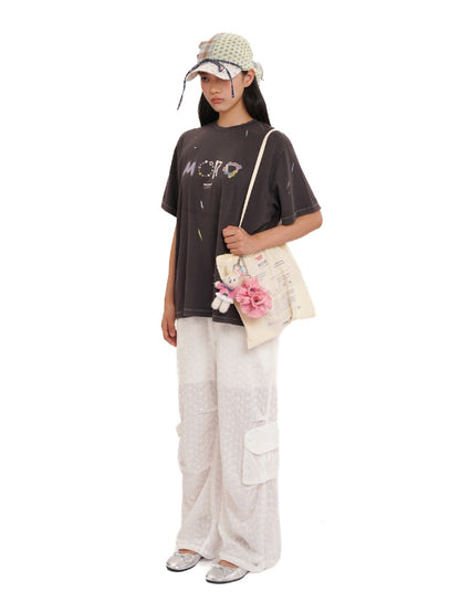 Cotton Jacquard Texture Cool Breathable Waistband Lace Pants【s0000012721】