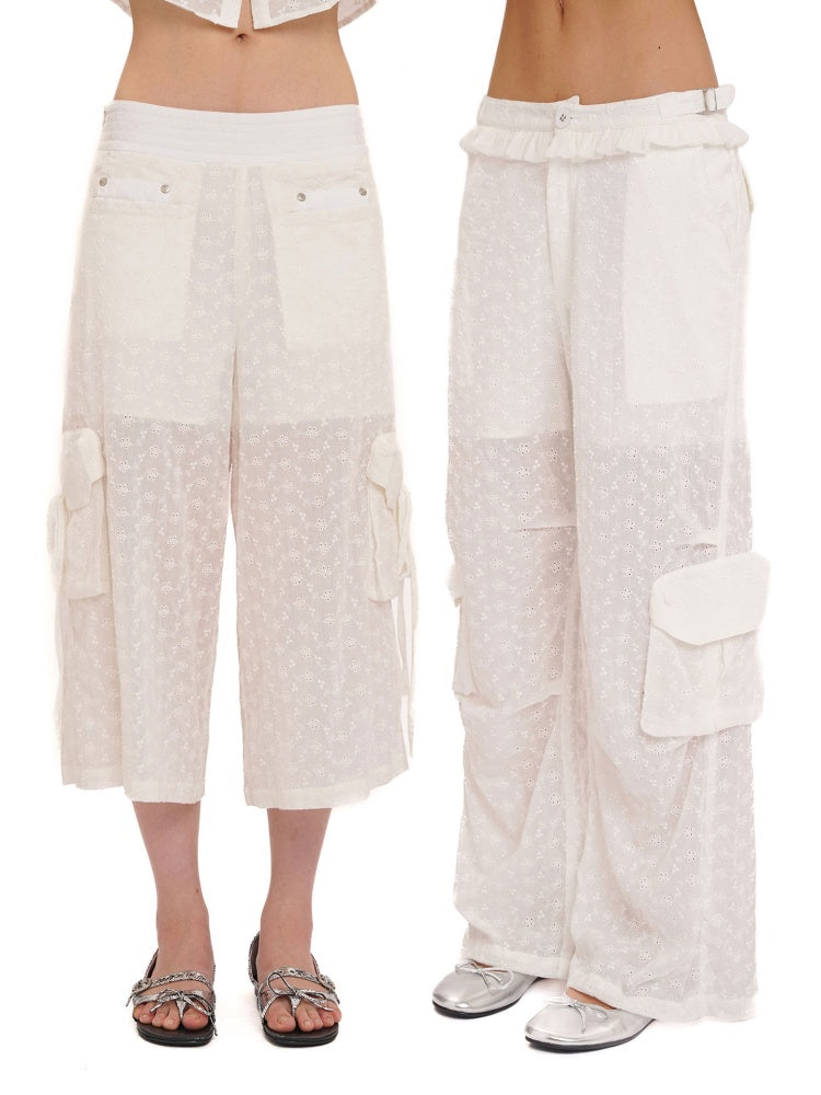 Cotton Jacquard Texture Cool Breathable Waistband Lace Pants【s0000012721】
