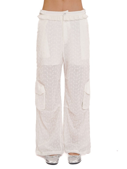 Cotton Jacquard Texture Cool Breathable Waistband Lace Pants【s0000012721】