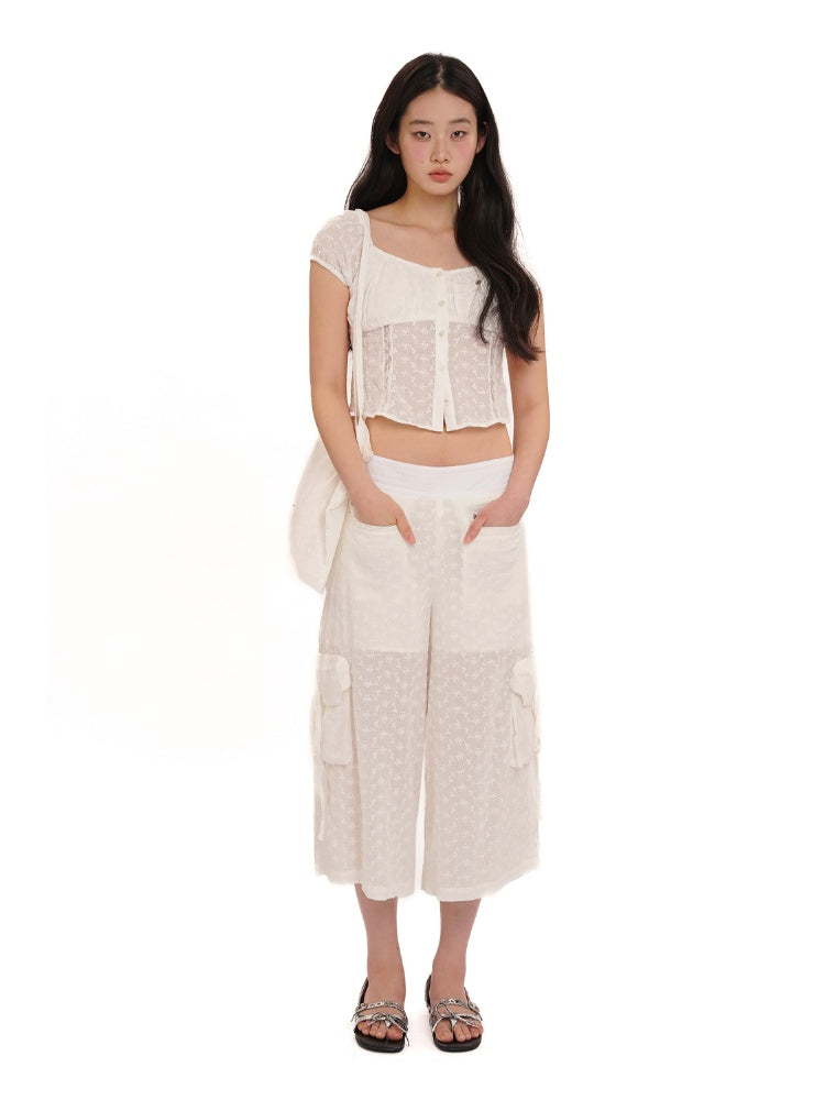 Cotton Jacquard Texture Cool Breathable Waistband Lace Pants【s0000012721】