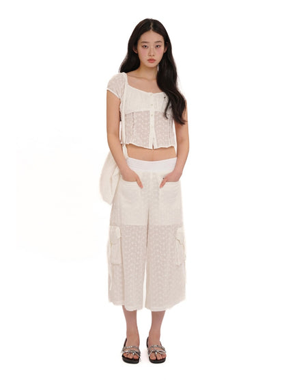 Cotton Jacquard Texture Cool Breathable Waistband Lace Pants【s0000012721】