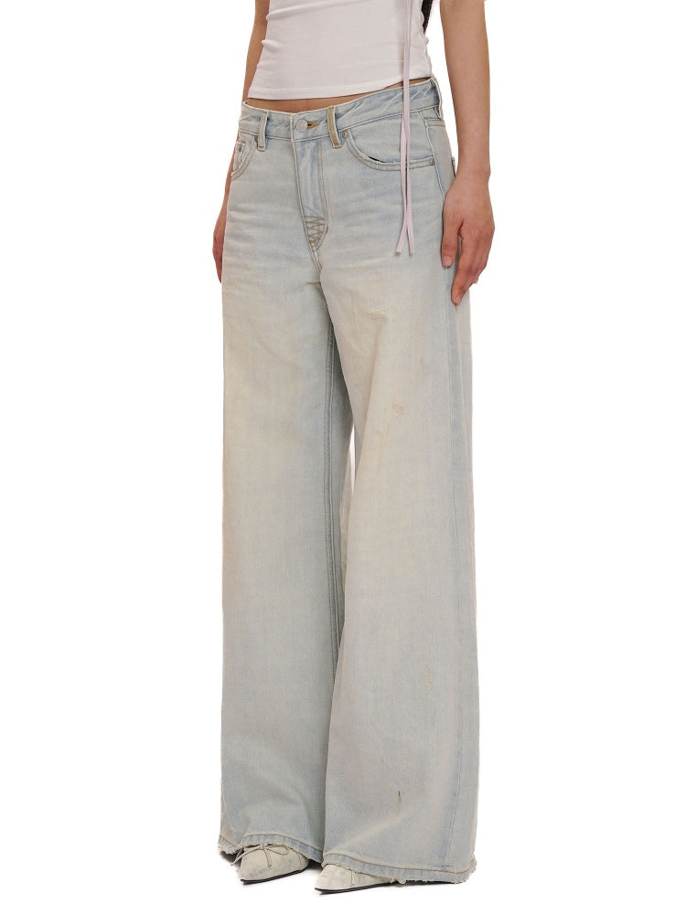 Summer Refreshing Vintage Distressed Creased Loose Denim Pants Half/Long【s0000012731】