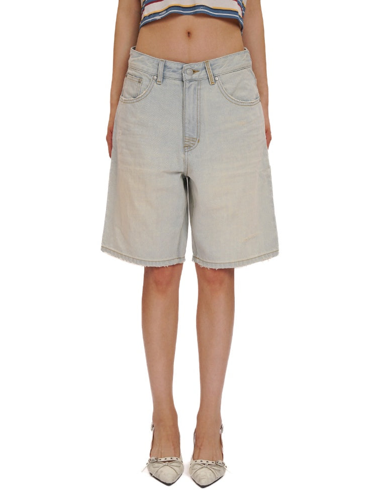 Summer Refreshing Vintage Distressed Creased Loose Denim Pants Half/Long【s0000012731】