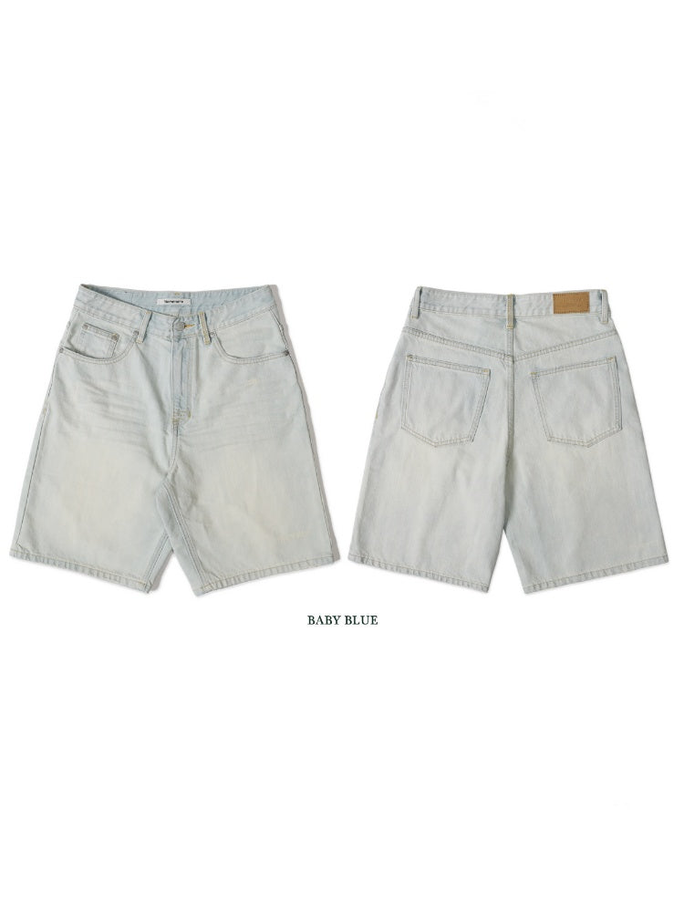 Summer Refreshing Vintage Distressed Creased Loose Denim Pants Half/Long【s0000012731】