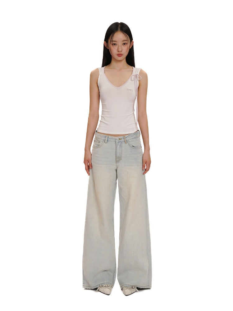 Summer Refreshing Vintage Distressed Creased Loose Denim Pants Half/Long【s0000012731】