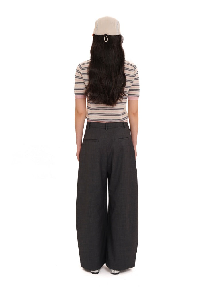 Summer Breathable Dry Contrast Panel Striped Polo Neck Short Sleeve Knit Tops【s0000012732】