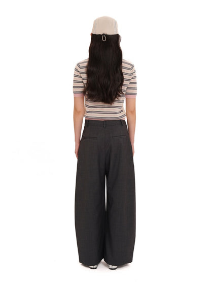 Summer Breathable Dry Contrast Panel Striped Polo Neck Short Sleeve Knit Tops【s0000012732】