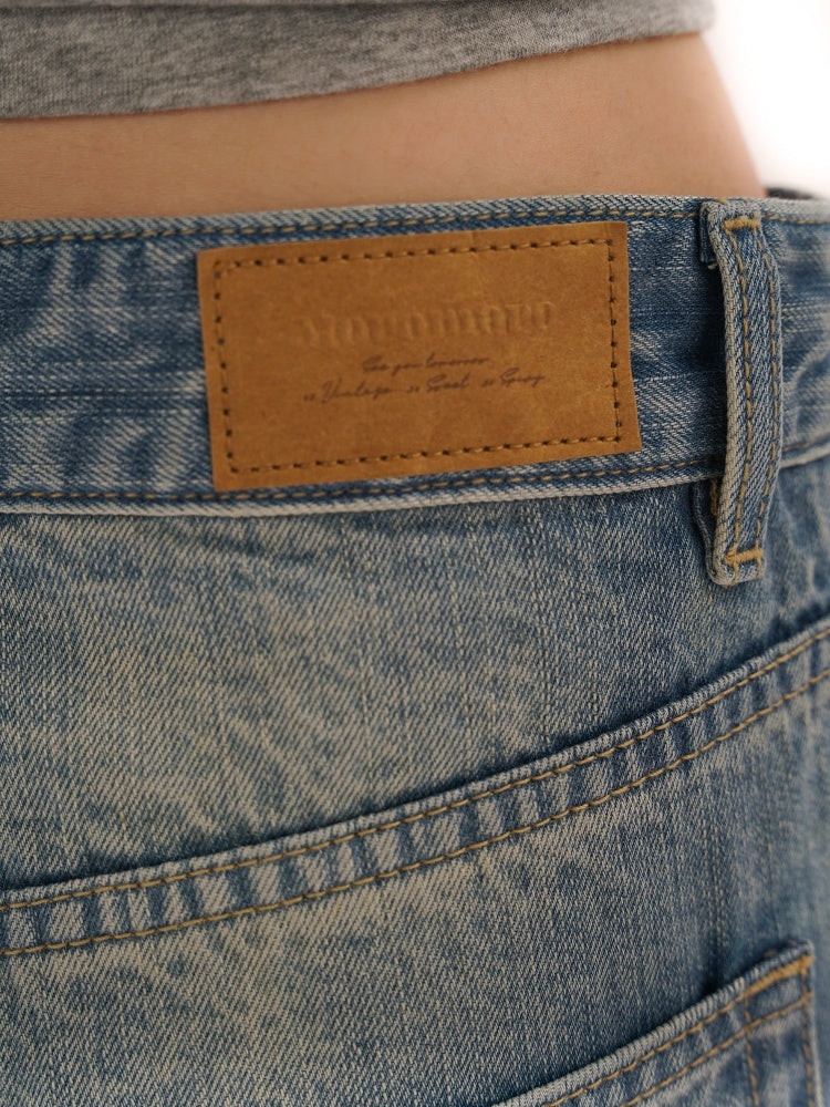 Colorful Bijou Back Ribbon Embroidery Vintage Denim Trousers Short/Long【s0000012734】