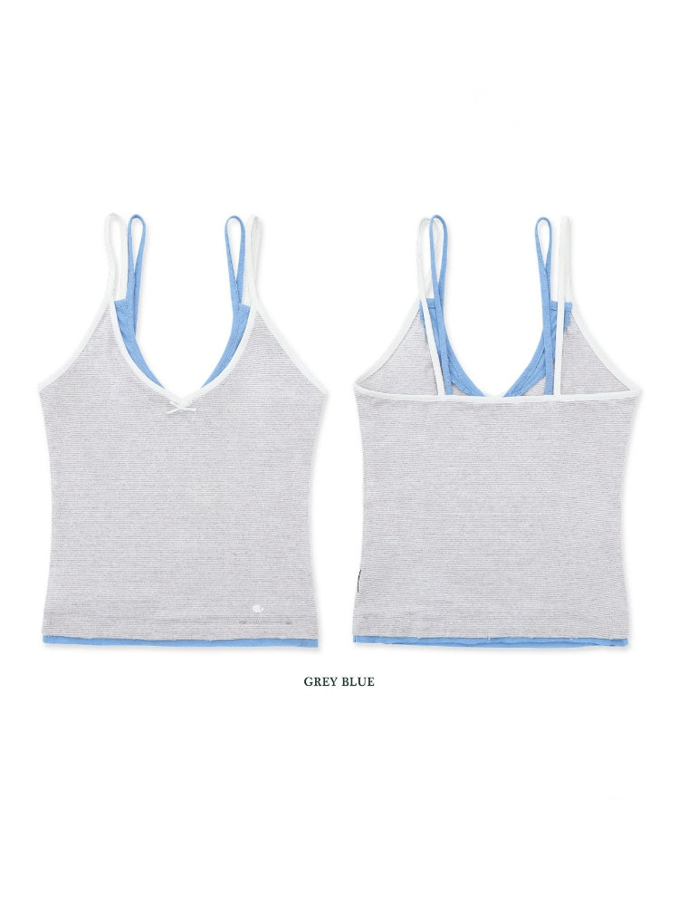 Summer Contrast Faux Layered Gradient Stripe Slim Camisole【s0000012738】