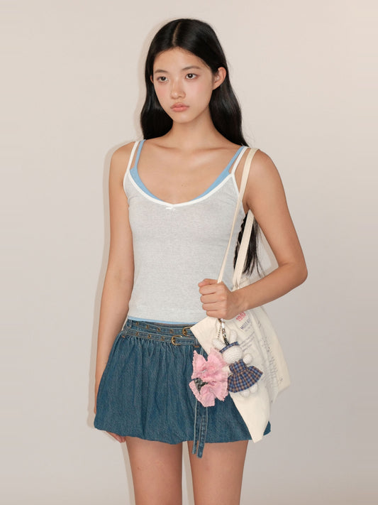 Summer Contrast Faux Layered Gradient Stripe Slim Camisole【s0000012738】