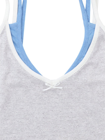 Summer Contrast Faux Layered Gradient Stripe Slim Camisole【s0000012738】
